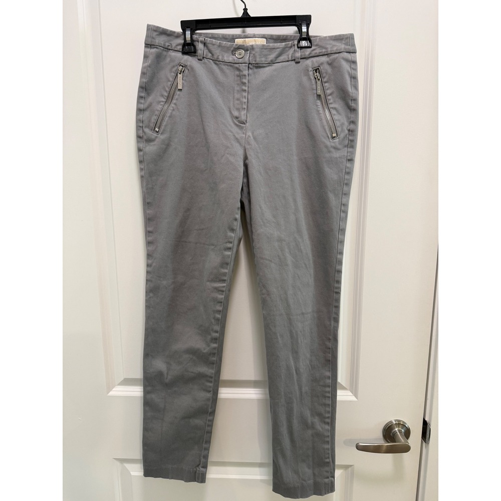 Michael Michael Kors Grey Ankle Pants Slim Fit Zipper Detail Size 8 Womens
